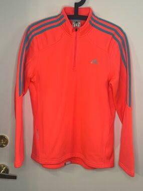Adidas Women’s Bright Orange Jacket with Teal Accents Size Large